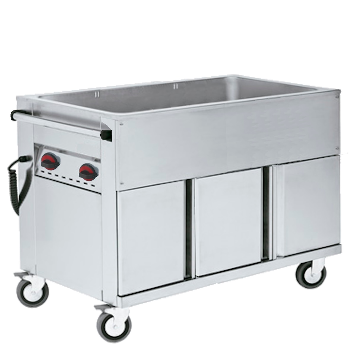 EURAST - Elektrische bain-marie met reserve voor 3 gn 1/1-200 met wielen - 1160x670x900 mm - 3200 W 230/1V - 52120240