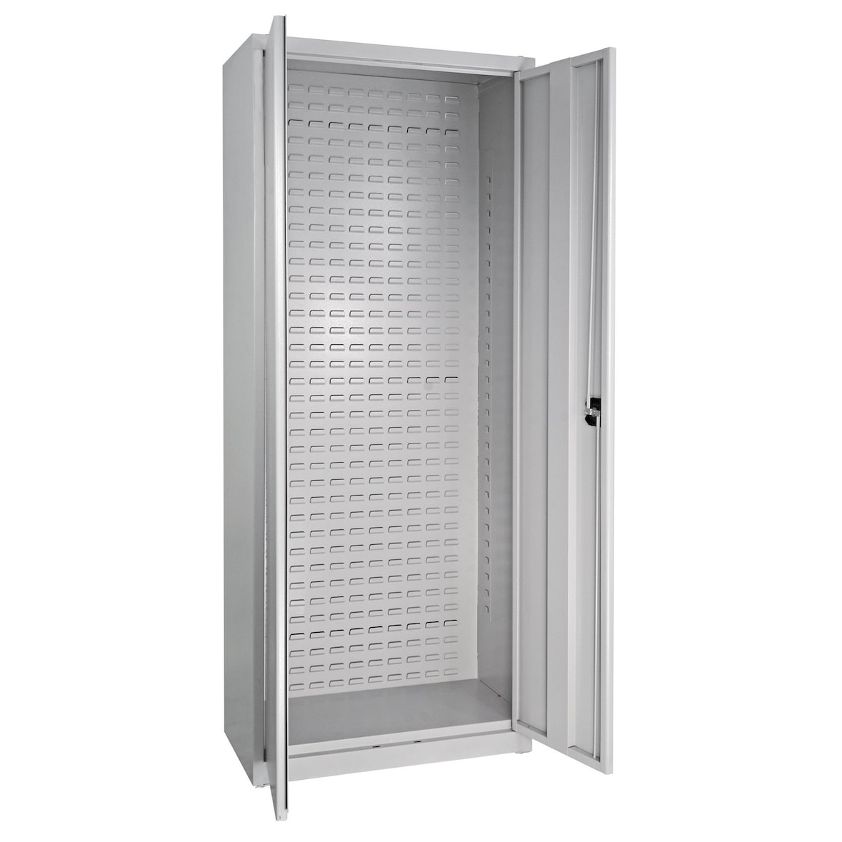PROREGAL Flügeltürenschrank Owl mit Schlitzplatte | HxBxT 193x78x38cm | Lichtgrau