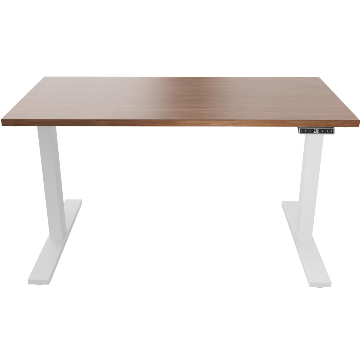 Bisley E-WonderTech elektrisch höhenverstellbarer Schreibtisch 140x60 cm in Weiß/Walnuss - Elektrischer Tisch höhenverstellbar mit Memory-Funktion