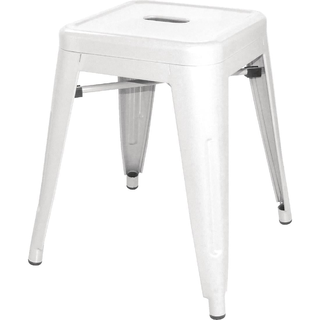 Bolero Bistro lage stalen kruk, wit (4 stuks)