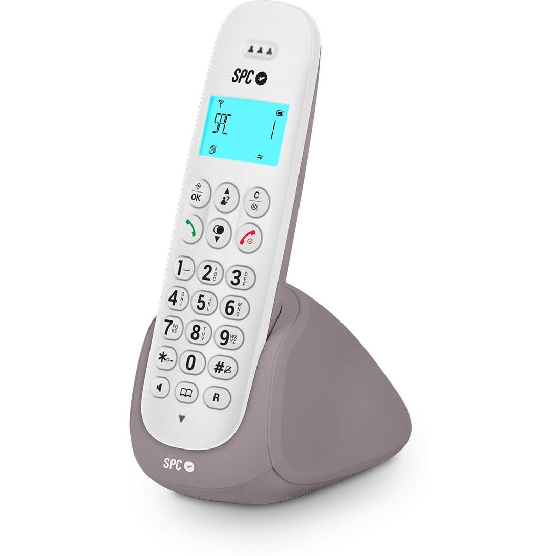 SPC Art - Telefone fixo sem fios com visor luminoso, mãos livres, modo ECO, branco