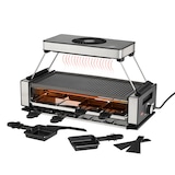 thumbnail of Unold 48785 RACLETTE Smokeless Rauchfreier Raclette-Grill für 8 Personen mit Dunstabzugshaube, wendbarer Antihaft-Grillplatte, Edelstahl/Aluminium