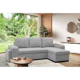 thumbnail of Canapé d'angle convertible réversible VALDO 3 a 4 places - Tissu Souris - Tablette avec USB - Coffre + Pouf - L247xP143xH86 cm AUCUNE
