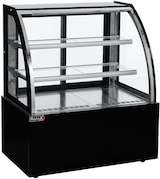 thumbnail of Romux® Kühlvitrine für Konditorei Standgerät 2 Böden Gebogenes Glas Schwarz 300 Liter Umluftkühlung | Professionelle Vitrinen
