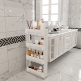 thumbnail of Carrello Da Cucina Salvaspazio Carrellino Portaoggetti Con Rotelle Ruote 4 Ripiani Dispensa Bagno Fino a 2.5 Kg Per Ripiano 103 x 12,5 x 54 cm Bianco