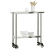 thumbnail of Mesa de trabajo de cocina con ruedas acero inox 82,5x30x85 cm