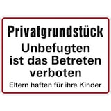 thumbnail of Schild Privatgrundstück Unbefugten ist das Betreten verboten | Alu 250 x 350 mm