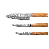 thumbnail of 3 couteaux Wusaki Damas 10Cr en coffret élégant (santoku alvéolé, universel, office)