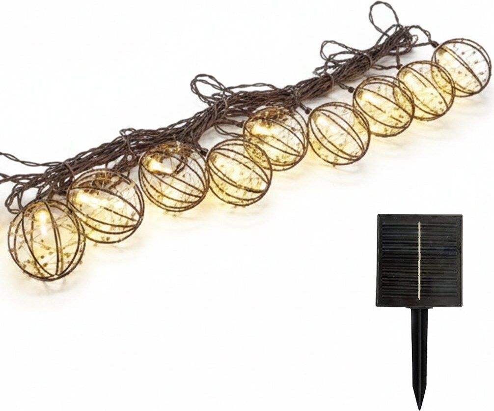 Lumisky Rostige 10-Käfig-Solar-Lichterkette (4 m) Plastik Braun