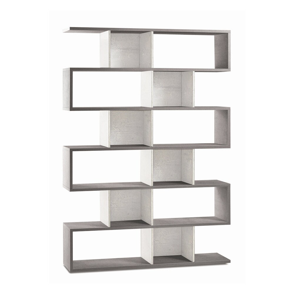 SARMOG LIBRERIA MODULARE H215 L150 KIT in truciolare nobilitato color cemento e ossido bianco