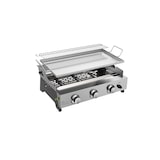 thumbnail of METRO PROFESSIONAL Barbecue a gas con 3 bruciatori e plancha Tornada, 61.5 × 32 cm, acciaio inox, argento