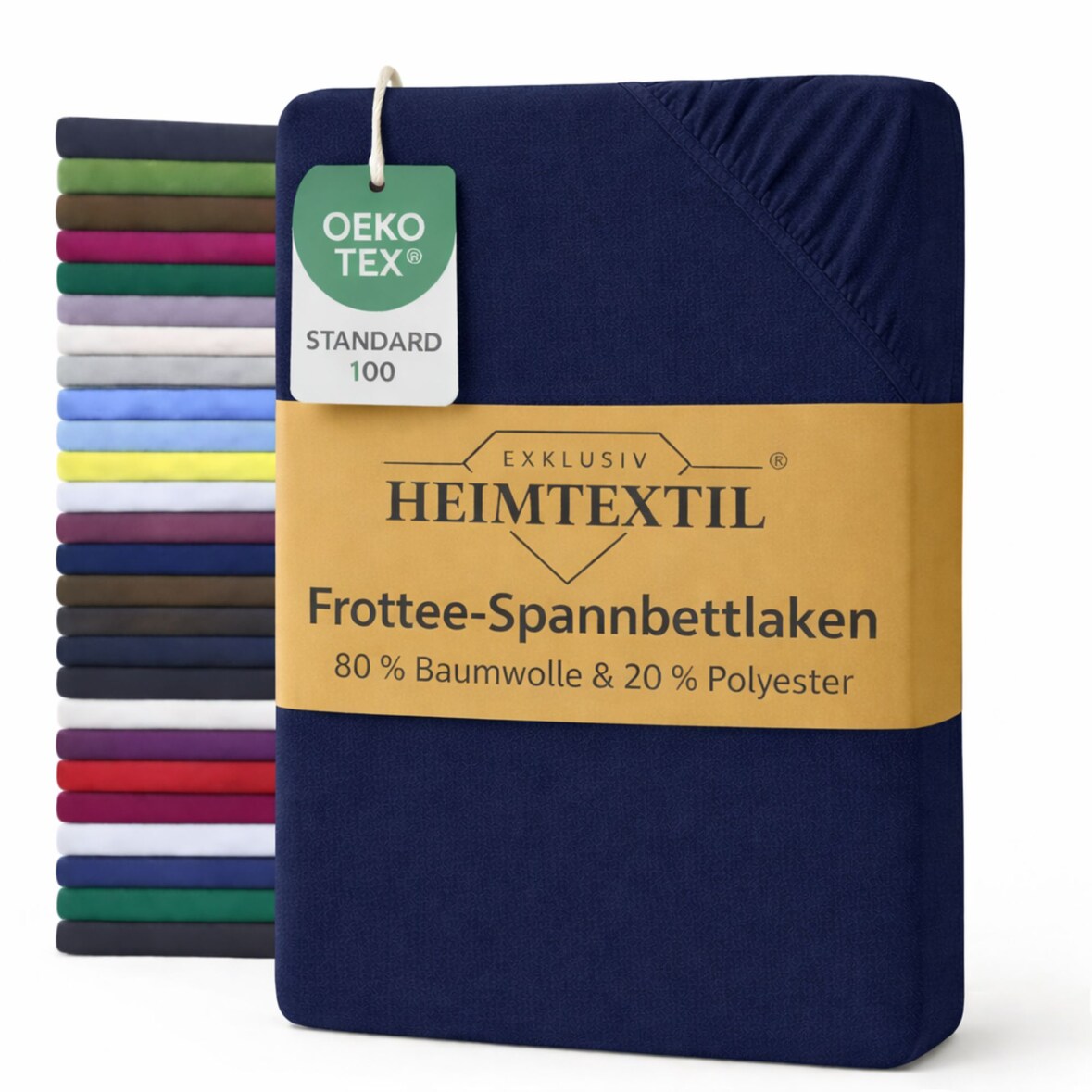 EXKLUSIV HEIMTEXTIL Frottee Spannbettlaken Rundumgummizug Marke 180 x 200 cm Navyblau 80% Baumwolle 20% Polyester  Öko - Tex Zertifiziert Bed-Sheet