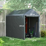 thumbnail of Carpa para herramientas bicicletas y motos 1,2x1,8x1,65 m garaje portátil con 2 habitaciones puerta con cremallera impermeable anti-UV gris oscuro