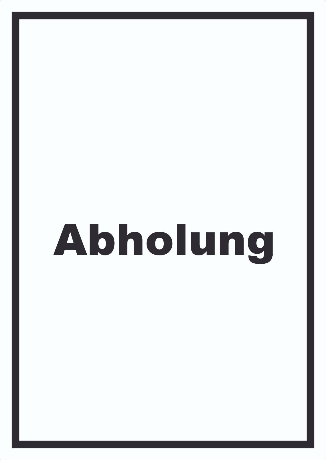 Abholung Schild mit Text Post hochkant A3 Rückseite selbstklebend