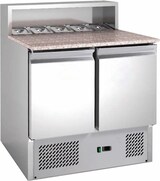 thumbnail of Gastro Kühltisch Pizzakühltisch Edelstahl | Granitarbeitsplatte | 213 L | 2 Türen | Kühltheke Profi