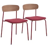 thumbnail of Lot de 2 chaises empilables en bois bordeaux