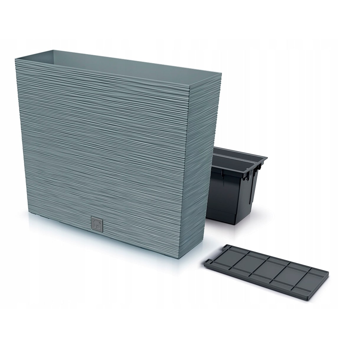 Prosperplast - Vaso colore cemento con serbatoio, collezione FURU - 58x18x49,8 cm, capacità 12 L