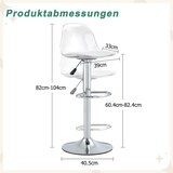 thumbnail of Barhocker 2er Set 99x41x41 cm höhenverstellbar 360 Grad drehbar mit transparenter Rückenlehne Weiß+Silber Metallgestell