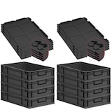 thumbnail of PROREGAL SuperSparSet 8x Eurobox NextGen Color mit Scharnierdeckel & Verschlüssen, HxBxT 12x40x60cm, 23L, Schwarz, Griffe schwarz zu, Eurobehälter