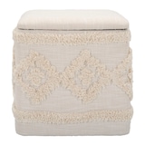thumbnail of Pouff contenitore quadrato in tessuto beige cm 40x40x40