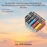 thumbnail of 5er Set D&C Tinte für Canon Pixma MG5751 Druckerpatronen kompatibel Canon Pixma MG 5751 Drucker