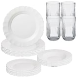 thumbnail of San Ignacio – 12-teiliges Geschirrset aus Opalglas Weiß mit 4 Gläsern aus klarem Kristallglas à 380 ml