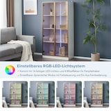 thumbnail of Glasvitrinenschrank 80x40x160 cm mit LED-Beleuchtung, verstellbaren Regalen, Doppelöffnung, modernes Design, braunes Glas,weiß für Wohnzimmer und Büro