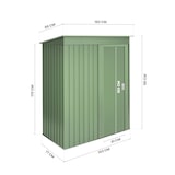 thumbnail of Wasabi - Armario Metálico de Jardín 1,39m2 Neat Green - Puerta Corredera - Techo Inclinado - Color Verde - 86x162x181cm - Cobertizo Almacenaje