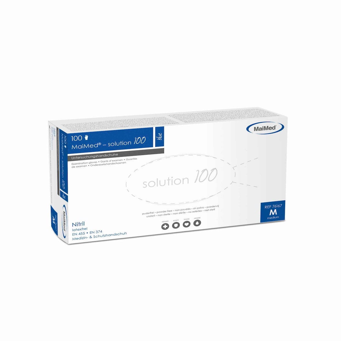 Nitril MaiMed-solution100 blue Gr. M, unst.,100St/Box
