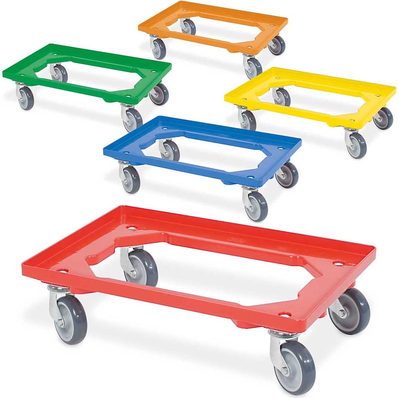 Produktbild von BRB Logistikroller 6x Für Eurobehälter 600x400 Mm, Tragkraft 250 Kg, Orange, ABS-Rollerdeck