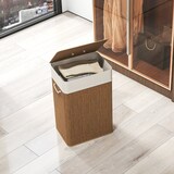 thumbnail of Wäschekorb Bambus 40x30x60 cm Braun mit Deckel und herausnehmbarem Wäschesack 72 L, Metallgestell pulverbeschichtet, mit Griffen