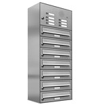 thumbnail of AL Briefkastensysteme 7 Fächer Premium Edelstahl Wand Briefkasten Anlage mit Klingeln, Post A4, modern, robust, wetterfest, Artikelnummer: 132V7EA1KS