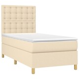 thumbnail of vidaXL Boxspringbett mit Matratze & LED Creme 90x200 cm Stoff
