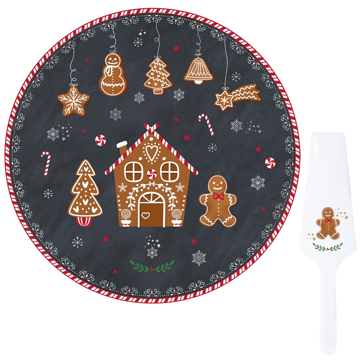 Gingerbread Tortenplatte Ø30cm & Tortenheber Gebäckteller Lebkuchen Weihnachten