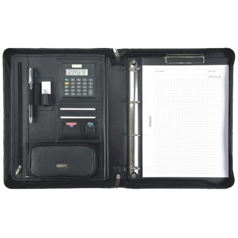 Alassio Ringbuchmappe 'BOSA', A4, Nappaleder, schwarz