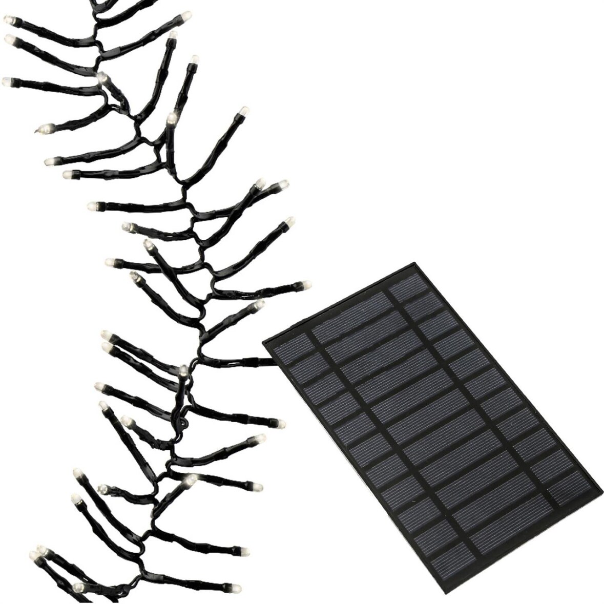 LED Solar Büschellichterkette Cluster 1512LED warmweiß 8 Modi USB 14m