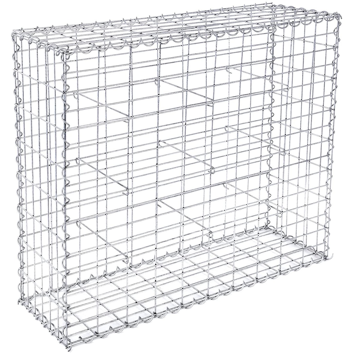 Gabione 100 x 80 x 30 cm, Steinkorb, mit 5 x 10 cm engmaschigem Gitter, aus verzinktem Stahl, robust, korrosionsbeständig, Steinmauer, silbern