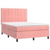 thumbnail of vidaXL Boxspringbett mit Matratze & LED Rosa 140x190 cm Samt