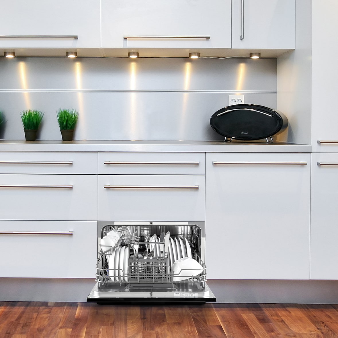 Amazonia 6 Geschirrspüler 1380W 6 Maßgedecke Tasten-Armatur Schwarz