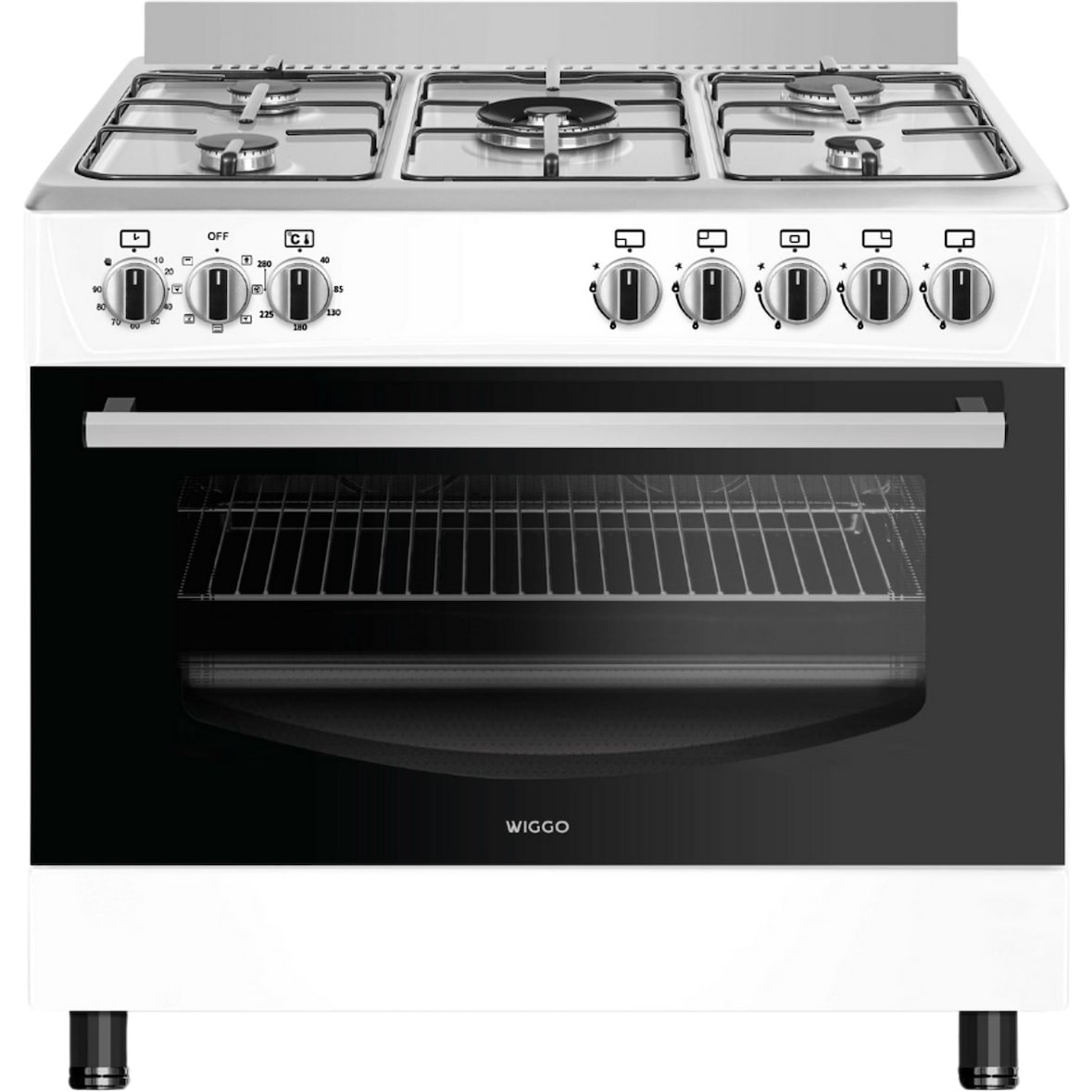 Wiggo WO-E903B(WX) Vrijstaande Gasfornuis - 90 cm - Wit