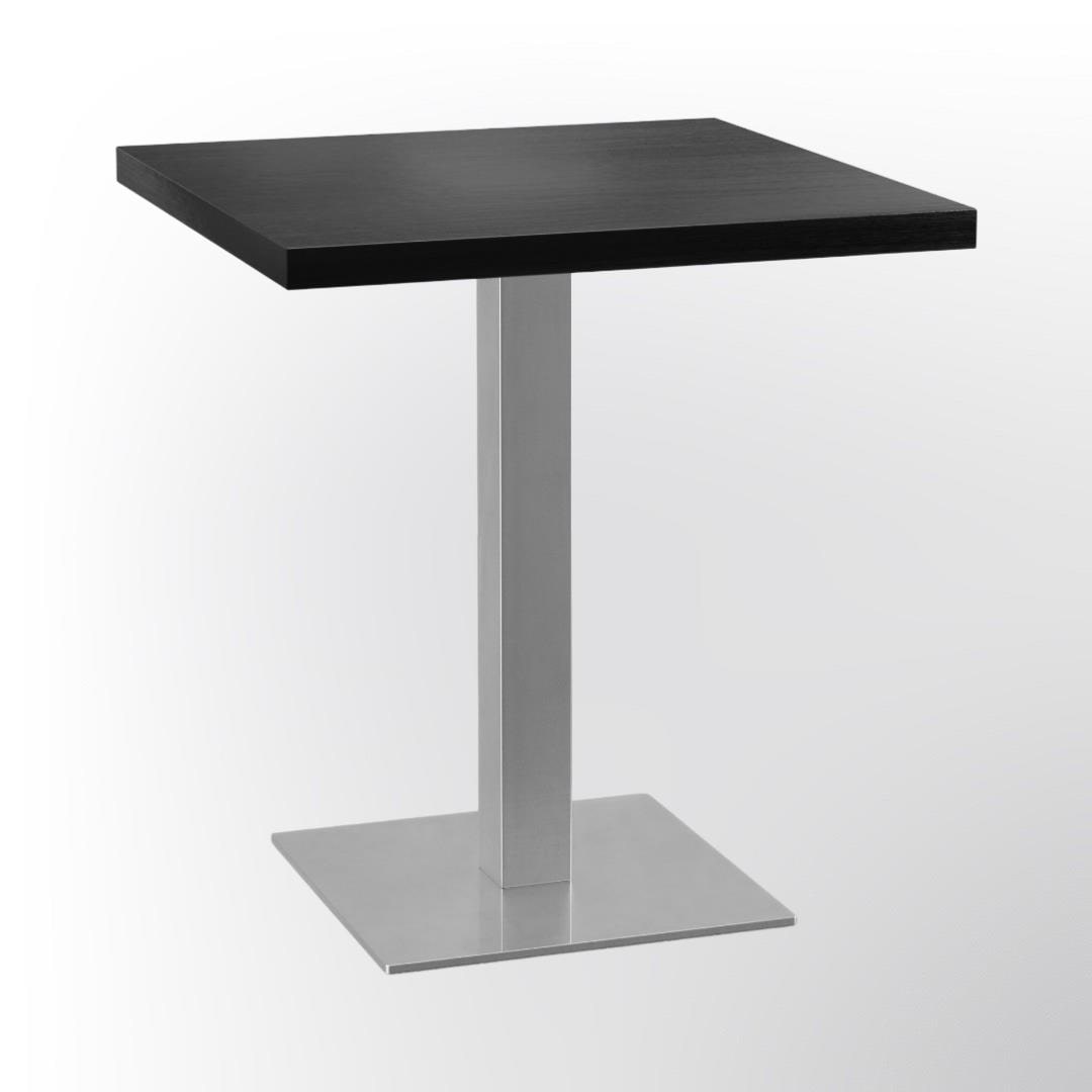Bistrotisch 60x60 cm | dunkle Holzoptik |  Edelstahl Gestell