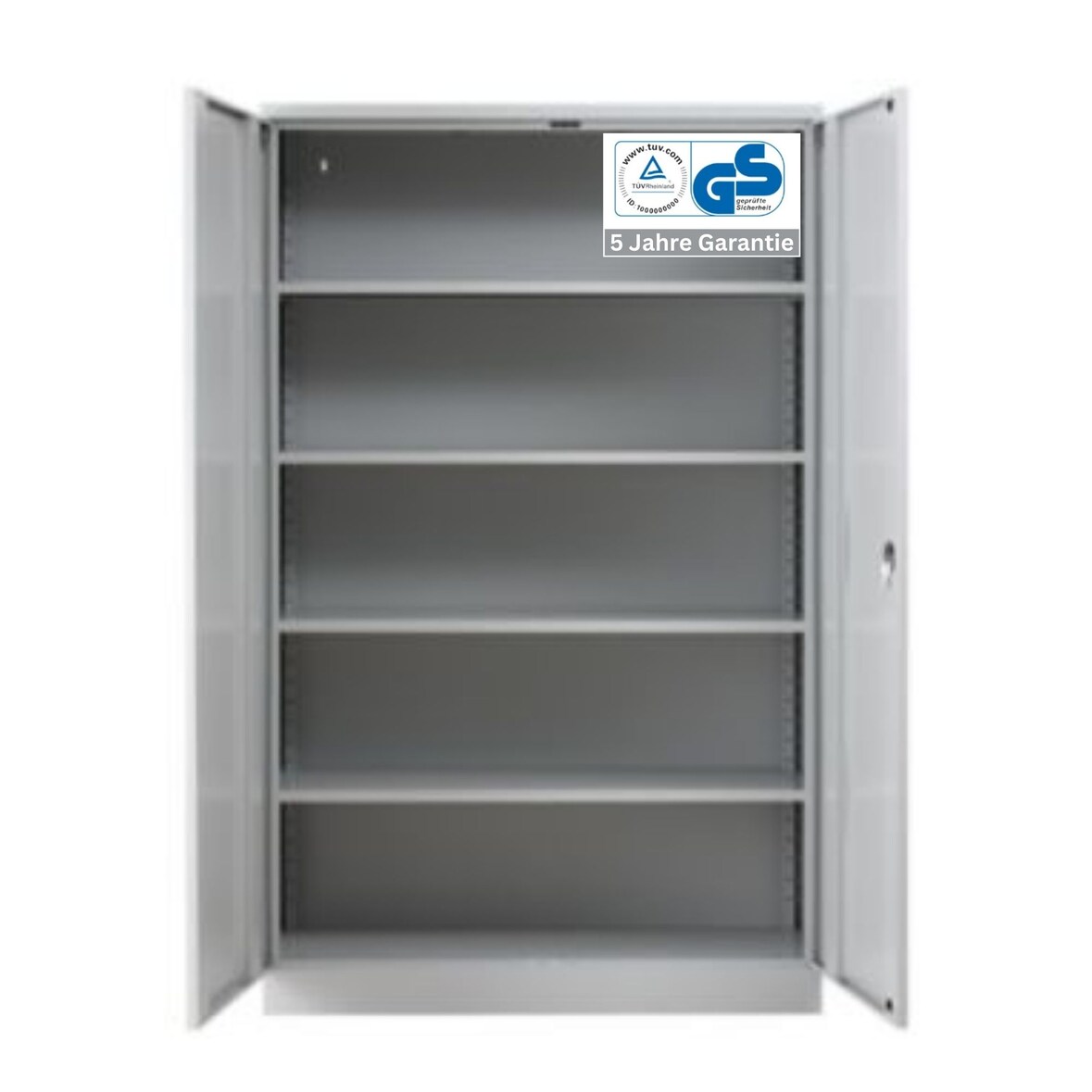 PROREGAL Stahlschrank BEE mit 7 lackierten Fachböden | HxBxT 195x120x42cm | Grau-Grau | Werkstattschrank Werkzeugschrank Aktenschrank Universalschrank