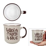 thumbnail of 4er Set XL Kaffeebecher 700ml Jumbobecher Steingut Sprüche Rosa Braun Grau