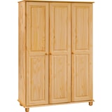 thumbnail of Möbilia Kleiderschrank | 3 Türen | Kleiderstange und Einlegeböden | Kiefer-Holz massiv | B 120 x T 52 x H 178 cm | natur | 19020012 | Serie SCHRANK