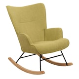 thumbnail of Schaukelstuhl HWC-N14, Schwingstuhl Relaxsessel Fernsehsessel, Massiv-Holz Metall Stoff/Textil 320g/m² ~ grün