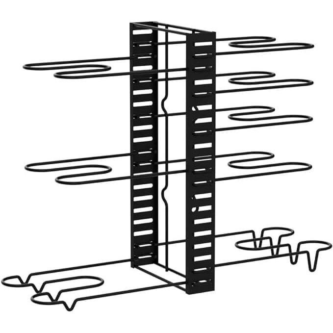 Organizador y Soporte de Sartenes y Ollas, Estante de Sartenes con 8 compartimiento Ajustable