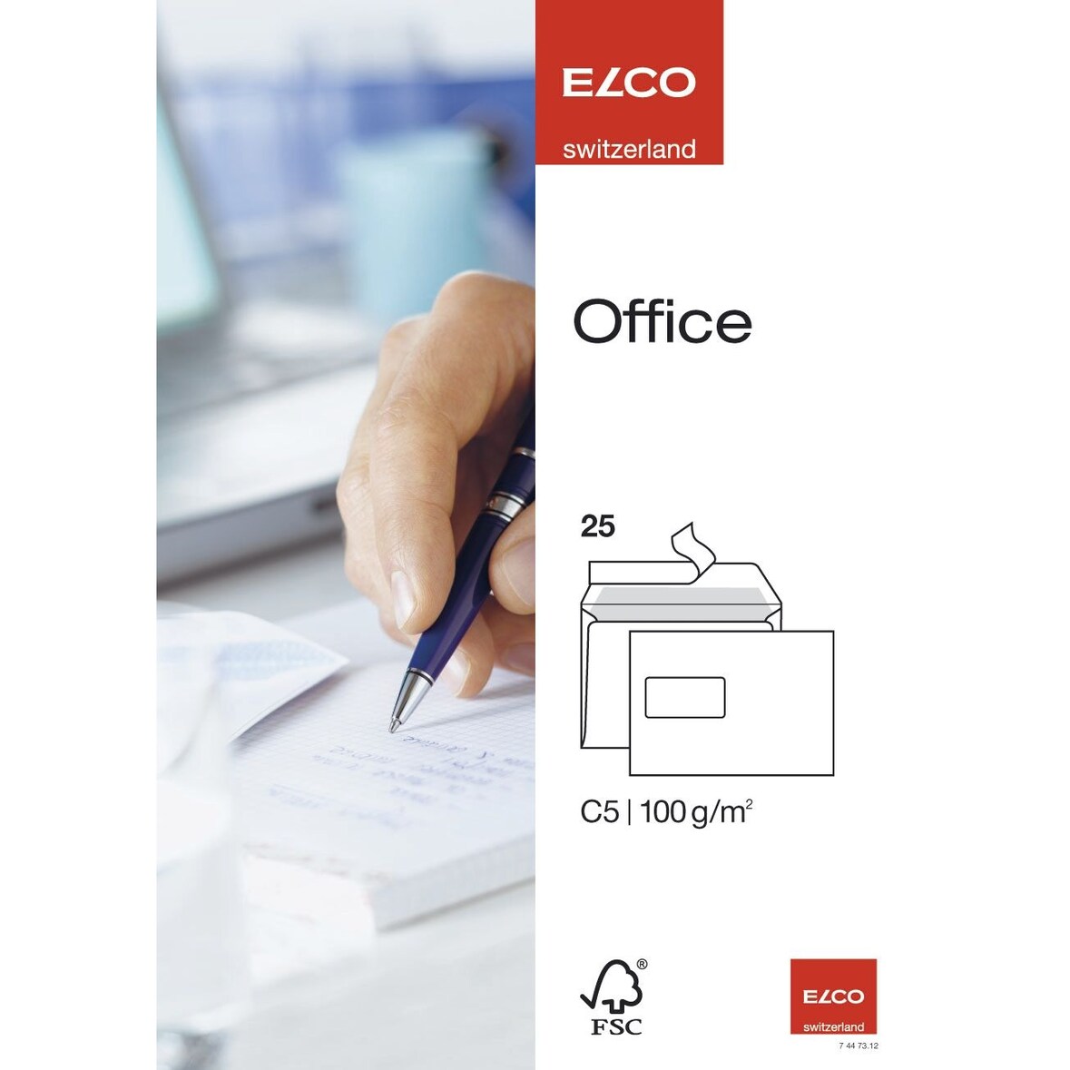 Elco 74473-12 Versandtasche - C5, haftklebend, mit Fenster, weiß, 25 Stück