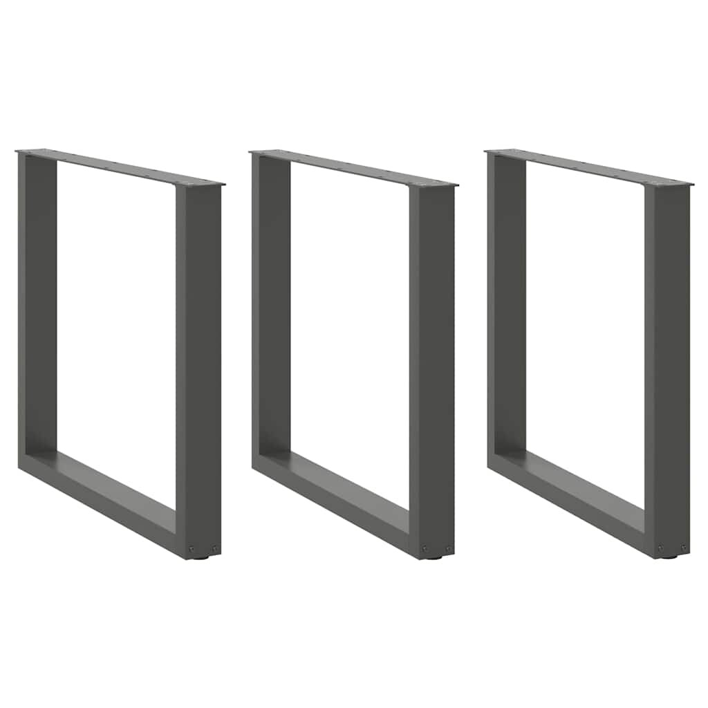 Helloshop26 - Juego de 3 patas de mesa de comedor ajustables en forma de U 80 x 73 cm estilo moderno acero antracita 02_0057446