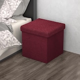 thumbnail of Intirilife Faltbare Sitzhocker 30x30x30 cm in KIRSCH ROT - Sitzwürfel Fußhocker Aufbewahrungsbox mit Stauraum und Deckel aus Stoff mit Mulden