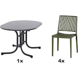thumbnail of SIENA GARDEN Urban Lights Set 5teilig Lane Stuhl gastrotauglich olive mit Tisch Paco 140x90